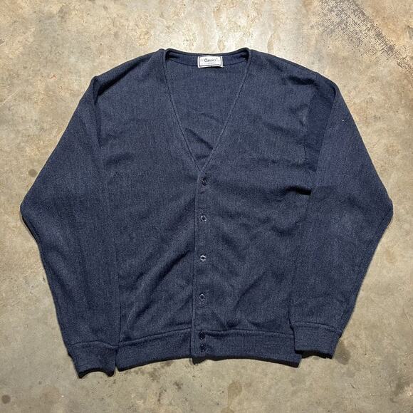 Vintage 80s Classics by Palmland Navy Acrylic Cardigan - Picture 1 of 3